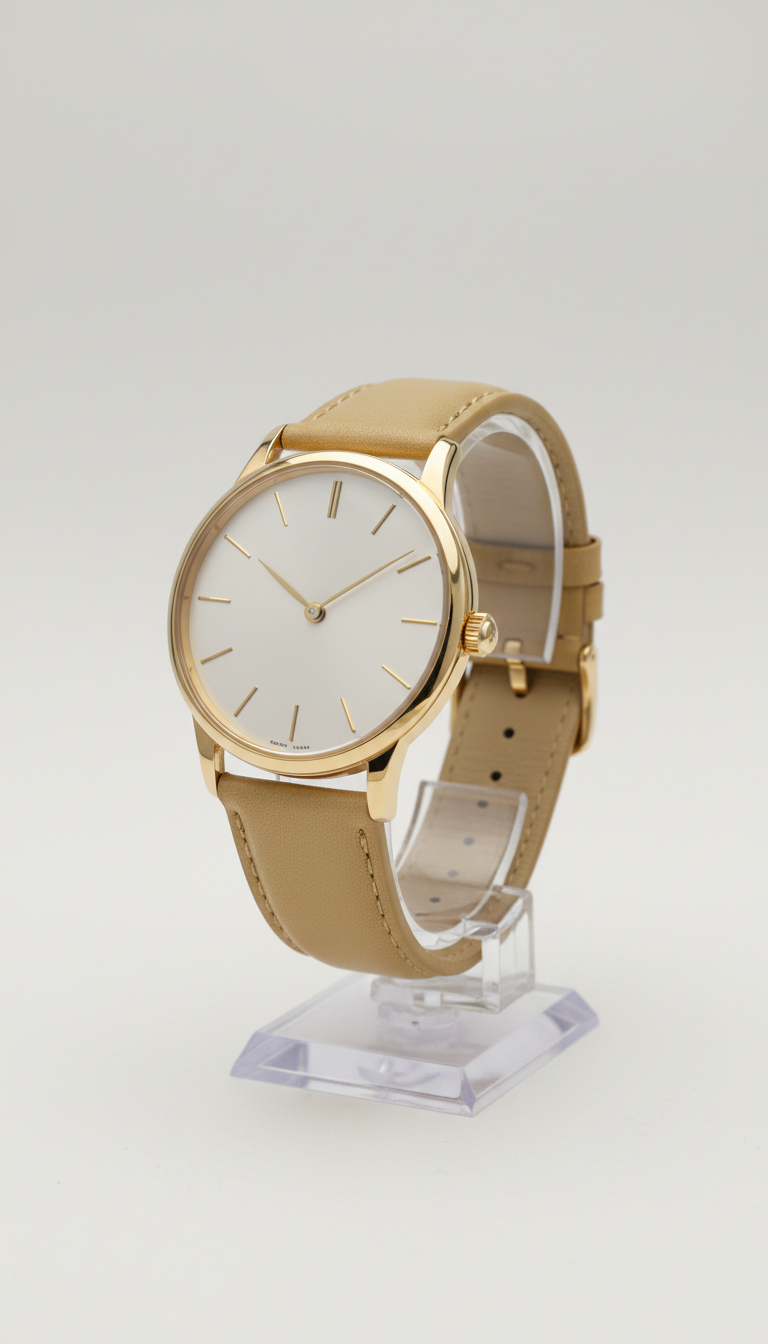 Gold Dress Watch With Guilloché Dial